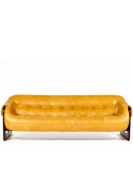 Mid-Century Brazilian Modernist Sofa by Percival Lafer MP-97 – Rosewood & Butterscotch Leather