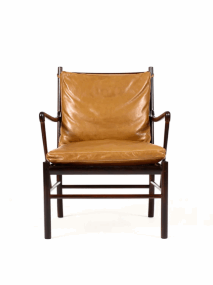 Ole Wanscher Danish Rosewood Colonial Armchair for Poul Jeppesen – Mid-Century Modern, Cognac Leather