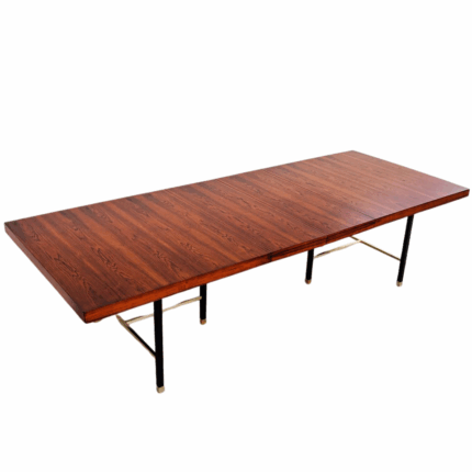 Harvey Probber 1950s Mid Century Modern Rosewood & Brass Dining Table