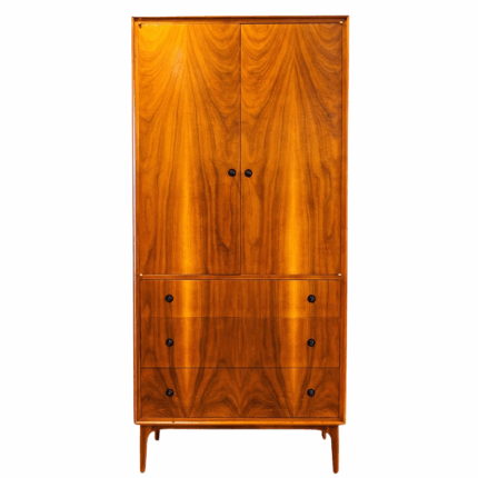 Mid Century Walnut Armoire 1960s by Glenn of California – Rare Vintage Modern Storage Cabinet