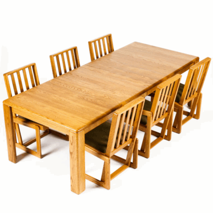 Vintage 1970s White Oak Dining Set by Glenn of California – Mid-Century Modern Table + 6 Chairs