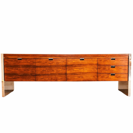 Mid-Century Modern 1970s Rosewood & Chrome Credenza by Roger Sprunger for Dunbar – Vintage Designer Sideboard