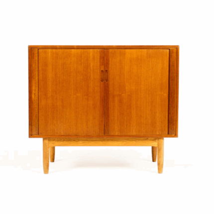 Mid-Century Danish Modern Teak Credenza by Hans C. Andersen – 1960s Compact Sideboard with Tambour Doors