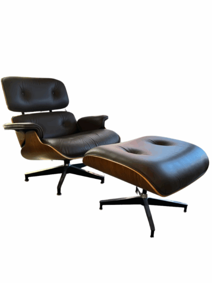 Authentic 1950s Herman Miller Eames Lounge Chair & Ottoman in Black Leather