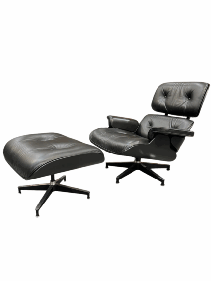 Authentic 1950s Herman Miller Eames Lounge Chair & Ottoman – Black Leather Icon