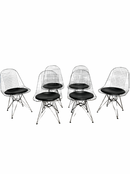 Authentic Herman Miller Eames Wire Dining Chairs – Set of 6, 1950s Mid-Century Modern Classic