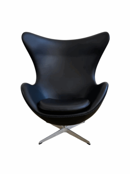 Authentic Arne Jacobsen 1950s Fritz Hansen Black Leather Egg Chair – Danish Modern Icon