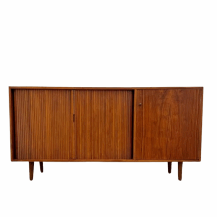 Vintage 1950s Glen of California Walnut Tambour Door Credenza – Mid-Century Modern Icon