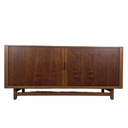 Vintage 1960s Mid Century Modern Teak Tambour Door Credenza by Worts Mobler – Danish Design MCM Storage Cabinet