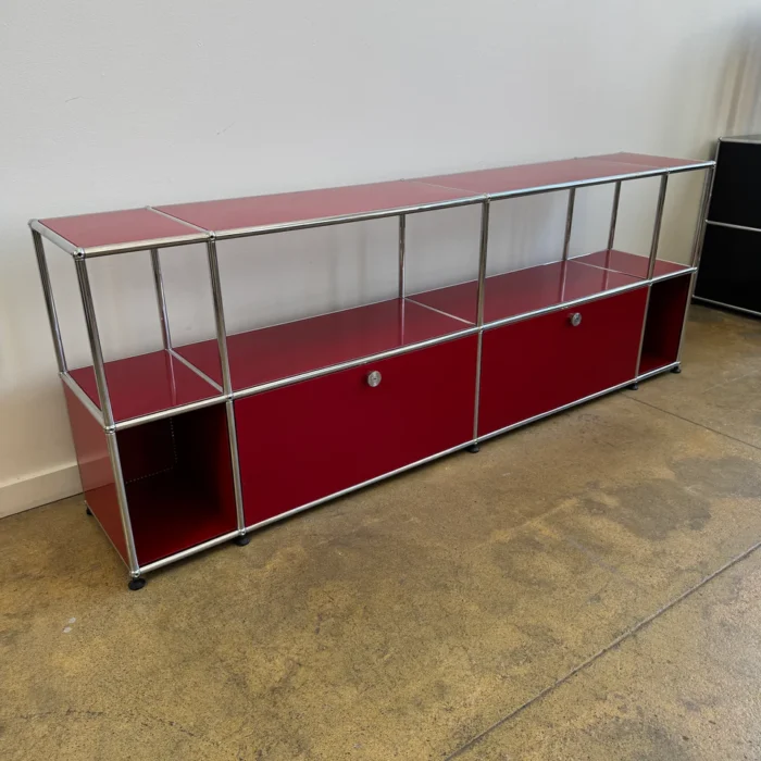 USM Haller 1960s 4×2 Console – Ruby Red – 79.5″W – Drop-Down Doors ...