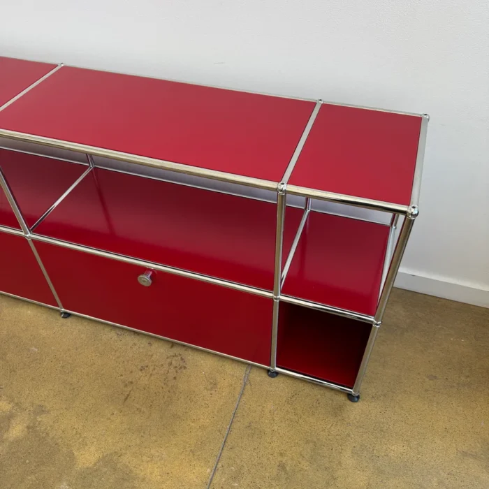 USM Haller 1960s 4×2 Console – Ruby Red – 79.5″W – Drop-Down Doors ...
