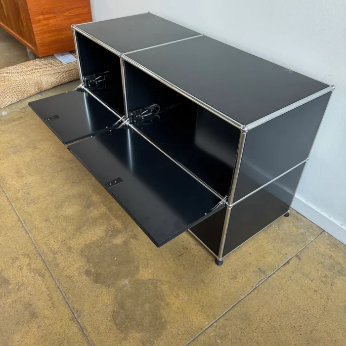 USM Haller 1960s 2×2 Enclosed Media Console – 20” Deep Graphite Black ...