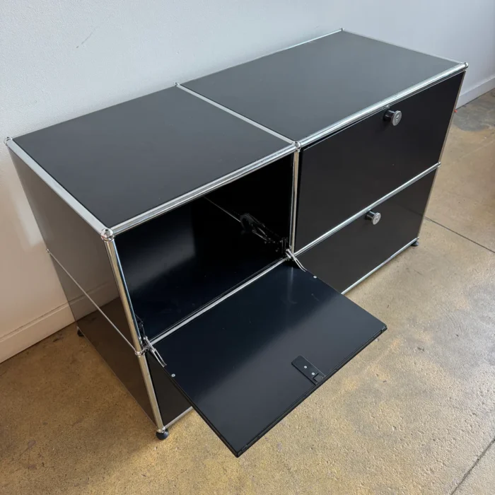 USM Haller 1960s 2×2 Enclosed Media Console – 20” Deep Graphite Black ...