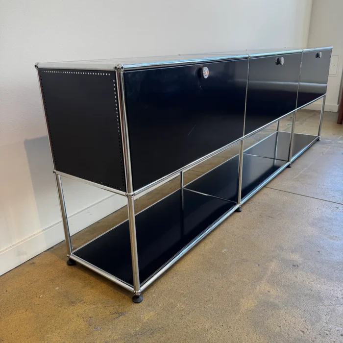 USM Haller 1960s 3×2 Black Storage Cabinet – 89.5″W – Mid-Century Vintage