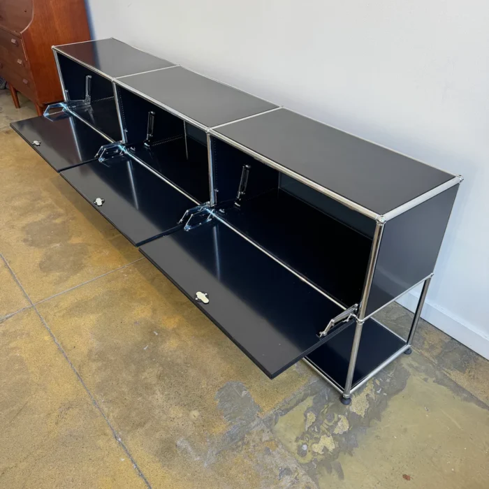 USM Haller 1960s 3×2 Black Storage Cabinet – 89.5″W – Mid-Century Vintage