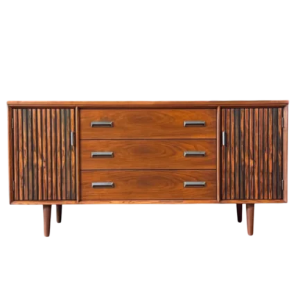 Mid-Century Modern Walnut & Rosewood Credenza - Bassett Furniture, 1960s