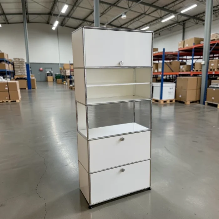 Authentic 1960s USM Haller Tall Cabinet: 5-Module Storage Unit in Pure ...