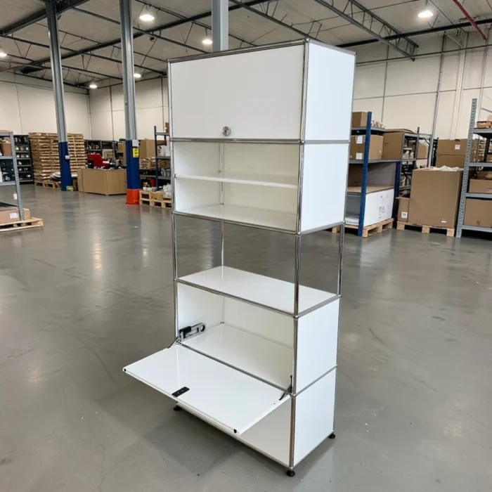 Authentic 1960s USM Haller Tall Cabinet: 5-Module Storage Unit in Pure ...