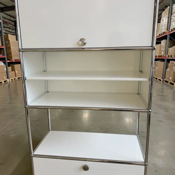 Authentic 1960s USM Haller Tall Cabinet: 5-Module Storage Unit in Pure ...