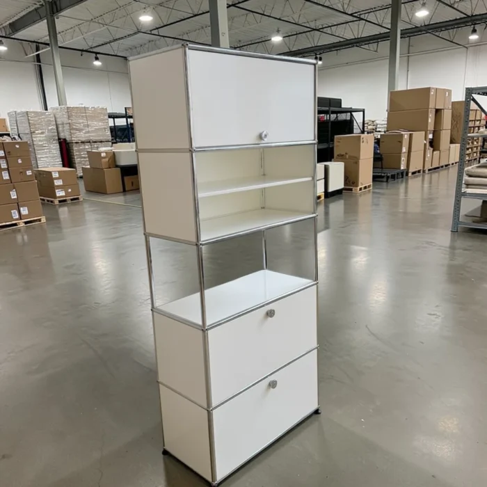 Authentic 1960s USM Haller Tall Cabinet: 5-Module Storage Unit in Pure ...