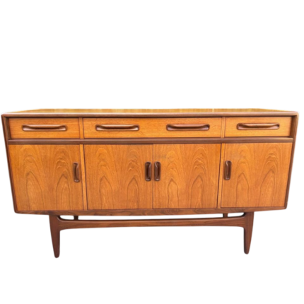 Mid Century Modern Teak Sideboard Credenza, 1960s G-Plan Fresco, 60” Wide Vintage English Storage Cabinet