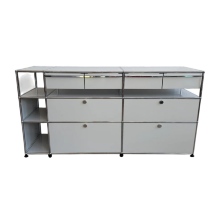 USM Haller XL Storage Cabinet – Off White Modular Shelving Unit, Modern Office Storage Solution