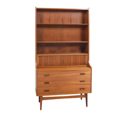 Johannes Sorth for Nexø Møbelfabrik Danish Modern Teak Secretaire Bookcase
