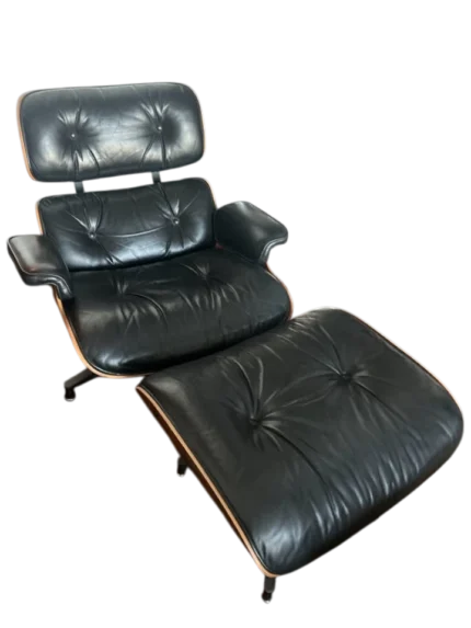 Herman Miller Eames Lounge Chair & Ottoman – Black Leather – 1970s
