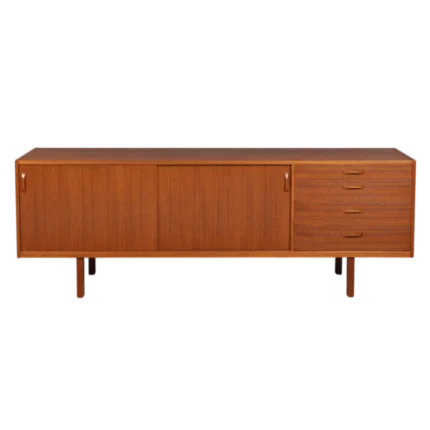 Ulferts Möbler Teak Sideboard – 4 Drawers, 2 Sliding Doors – Mint Green Interior