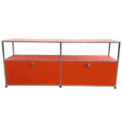 USM Haller 2X2 Media Console – Pure Orange – Soft Close Drop-Down Doors