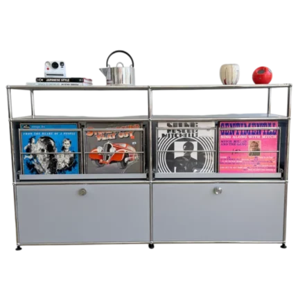 USM Haller 2X3 Silver Unit – Pullout Record Storage – Soft Close Drop-Doors