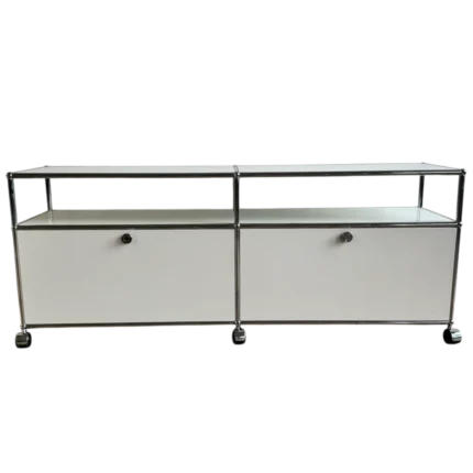 USM Haller Media Console – Pure White – 6 Casters – Drop-Down Doors