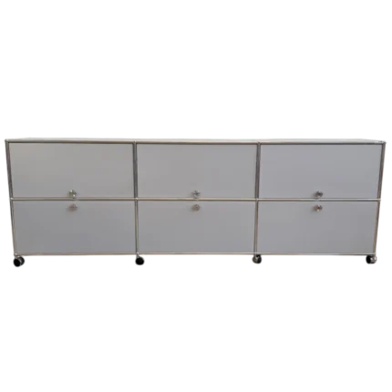 USM Haller XL 3x2 Silver Storage – 6 Doors + 3 Pullout Trays + Casters