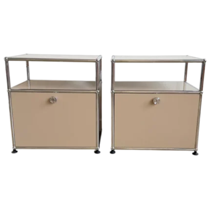 USM Haller Set of 2 Nightstands – Beige – Soft Close – Swiss Modern Bedside Tables – 20″W