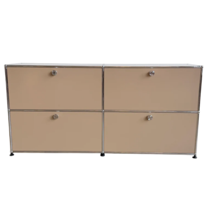 USM Haller Fully Enclosed Console – Beige – 4 Soft Close Drop-Down Doors – 60″W
